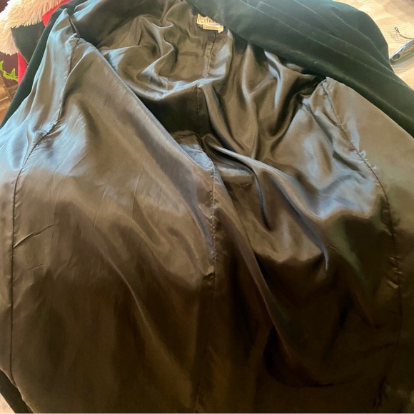 Vintage 80s JS Collections Black Velvet Long Opera Coat Jacket Duster Sz Small - Picture 8 of 9